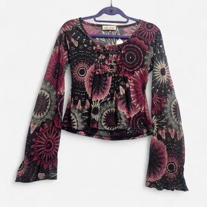 Vintage euro Y2K micro mesh long sleeve top